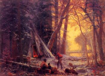 Albert Bierstadt : Moose Hunters Camp